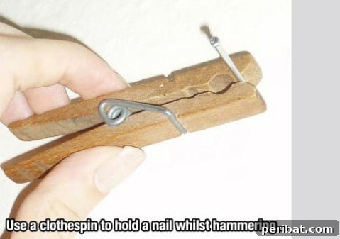250 Smart Life Hacks to Simplify Your Life 181 Clothespin nail holder solution for DIY