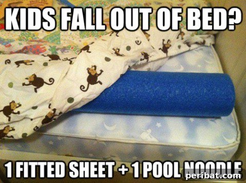 250 Smart Life Hacks to Simplify Your Life 184 Prevent kids from falling from bed with a pool noodle