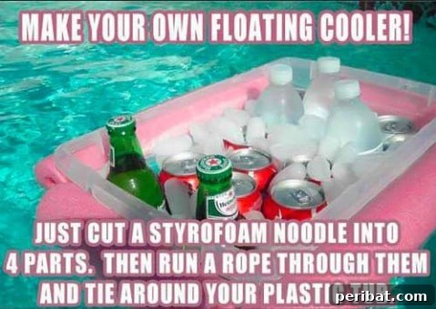 250 Smart Life Hacks to Simplify Your Life 204 Floating cooler for drinks in a pool