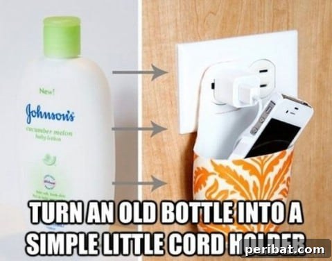 250 Smart Life Hacks to Simplify Your Life 208 Old bottle as a cord holder for charging