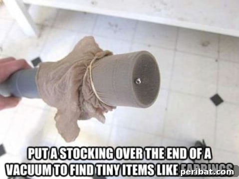 250 Smart Life Hacks to Simplify Your Life 209 Vacuum and stocking hack for finding small items