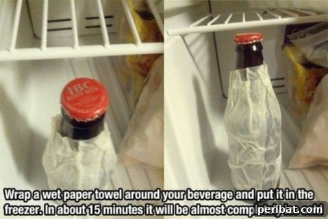 250 Smart Life Hacks to Simplify Your Life 216 Fast freeze beverages by wrapping in wet paper towel