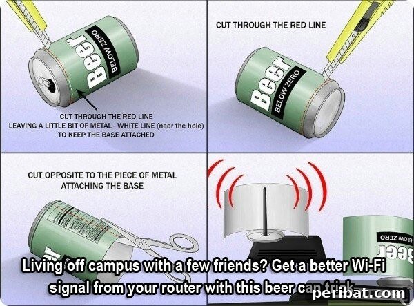 250 Smart Life Hacks to Simplify Your Life 38 DIY Wi-Fi booster using an aluminum can