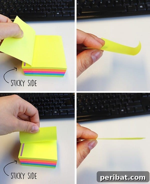250 Smart Life Hacks to Simplify Your Life 50 Post-it note fan to keep cool