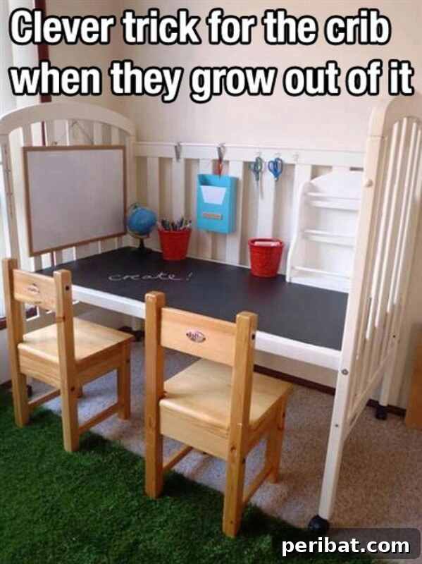 250 Smart Life Hacks to Simplify Your Life 59 Baby crib hack for added storage