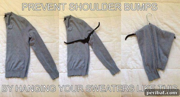 250 Smart Life Hacks to Simplify Your Life 84 Preventing shoulder bumps on hangers