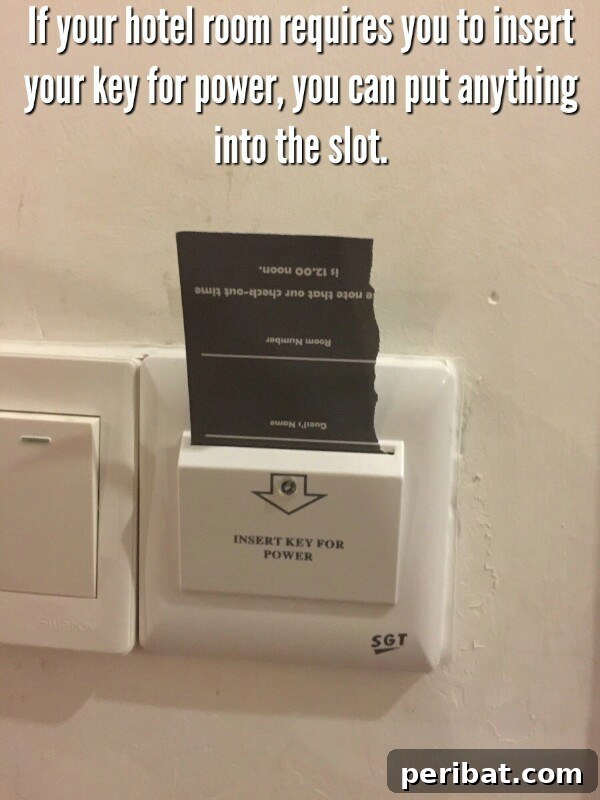 250 Smart Life Hacks to Simplify Your Life 94 Hotel key card hack for continuous power