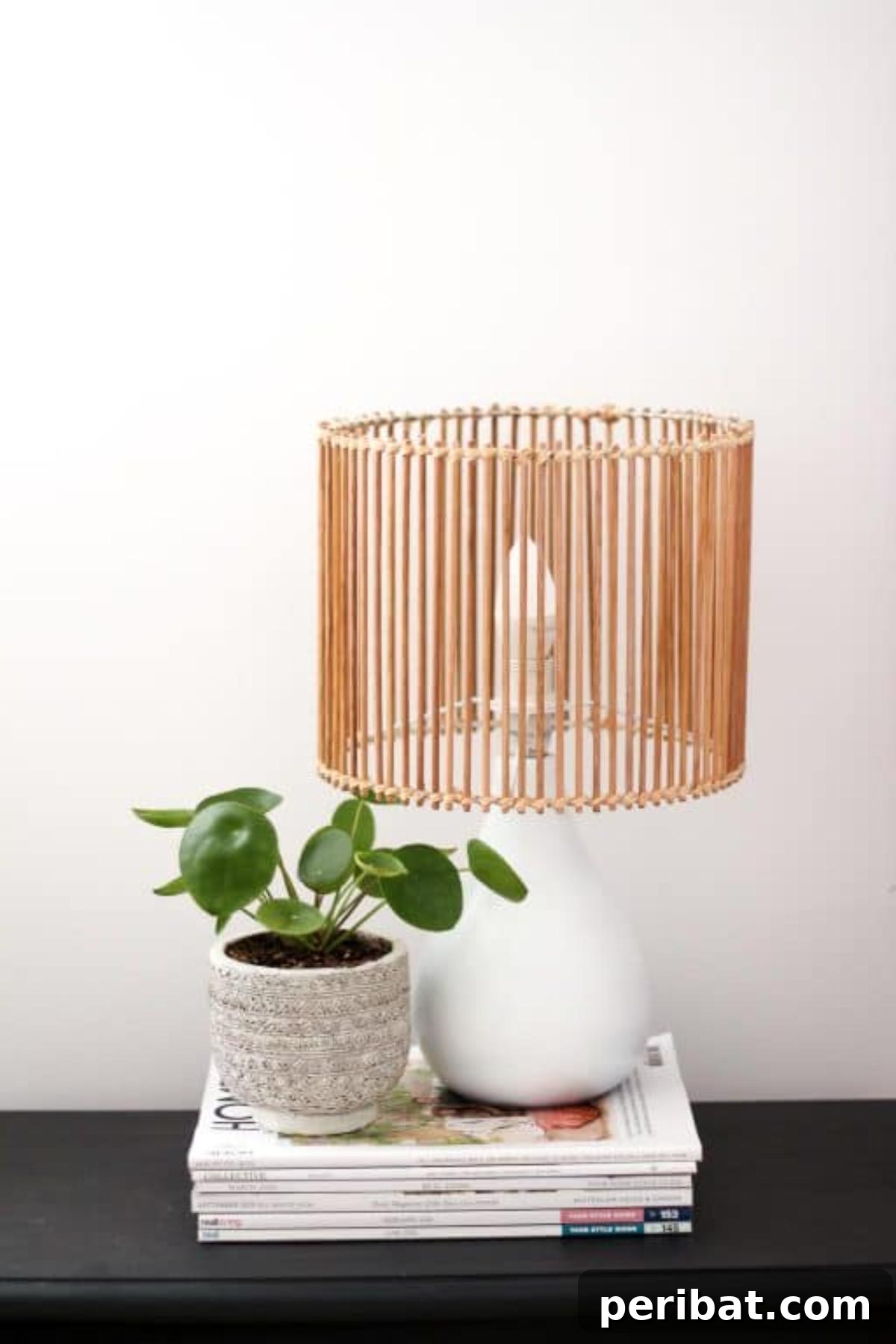 50 Creative DIY Lampshade Makeovers 34 DIY Rattan Style Lamp Upcycle