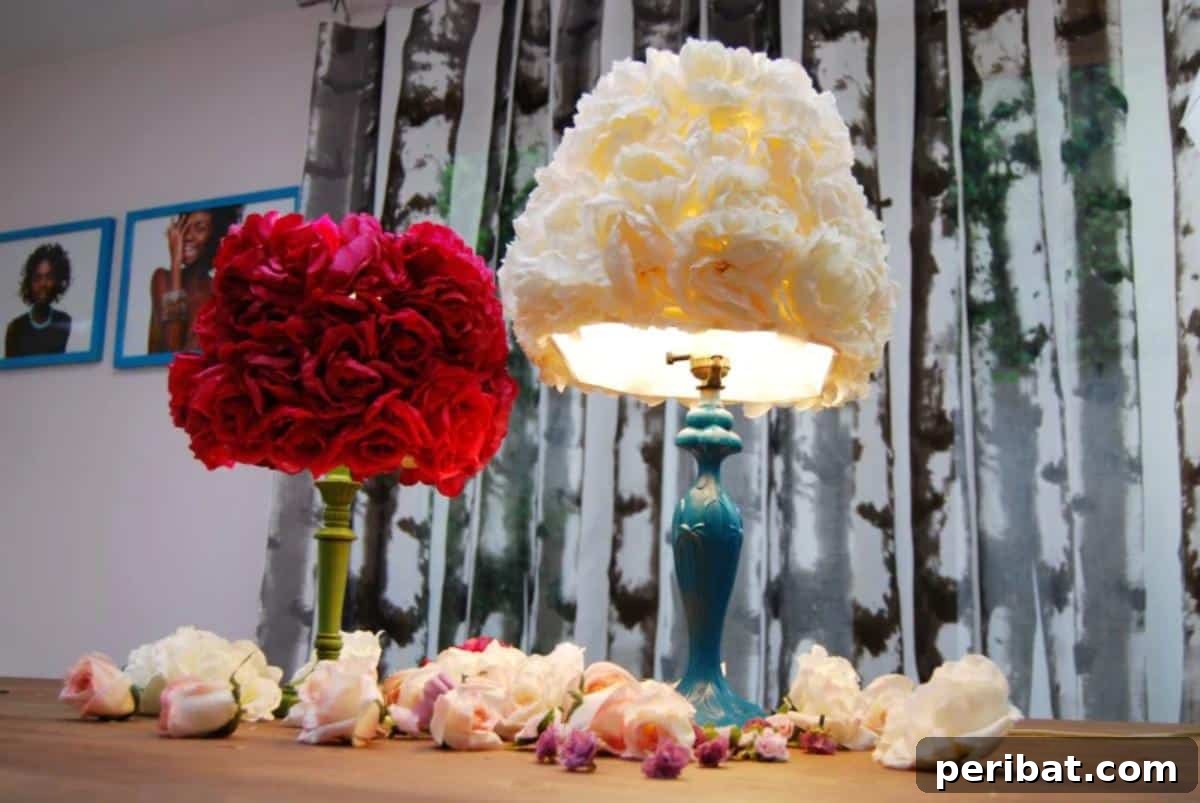 50 Creative DIY Lampshade Makeovers 38 DIY Faux Flower Lampshades