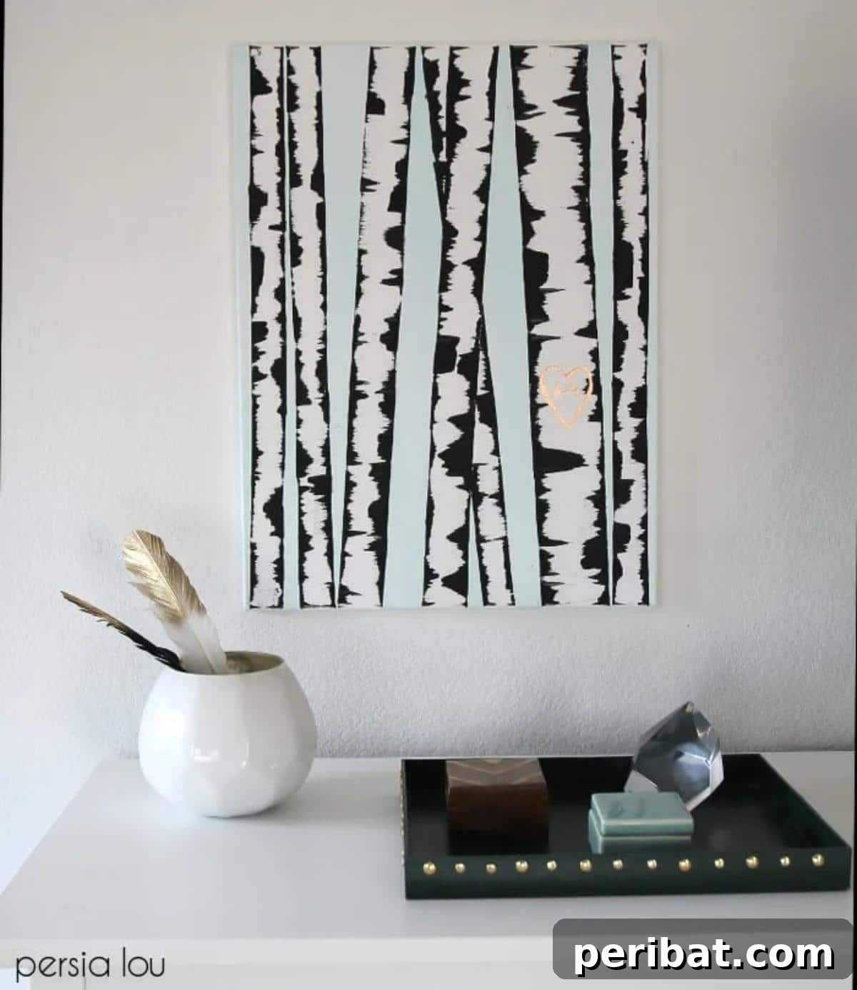 43 Easy DIY Canvas Art Projects for Stunning Home Decor 12 DIY Birch Tree Art featuring a serene forest scene with white birch trees against a colored background.