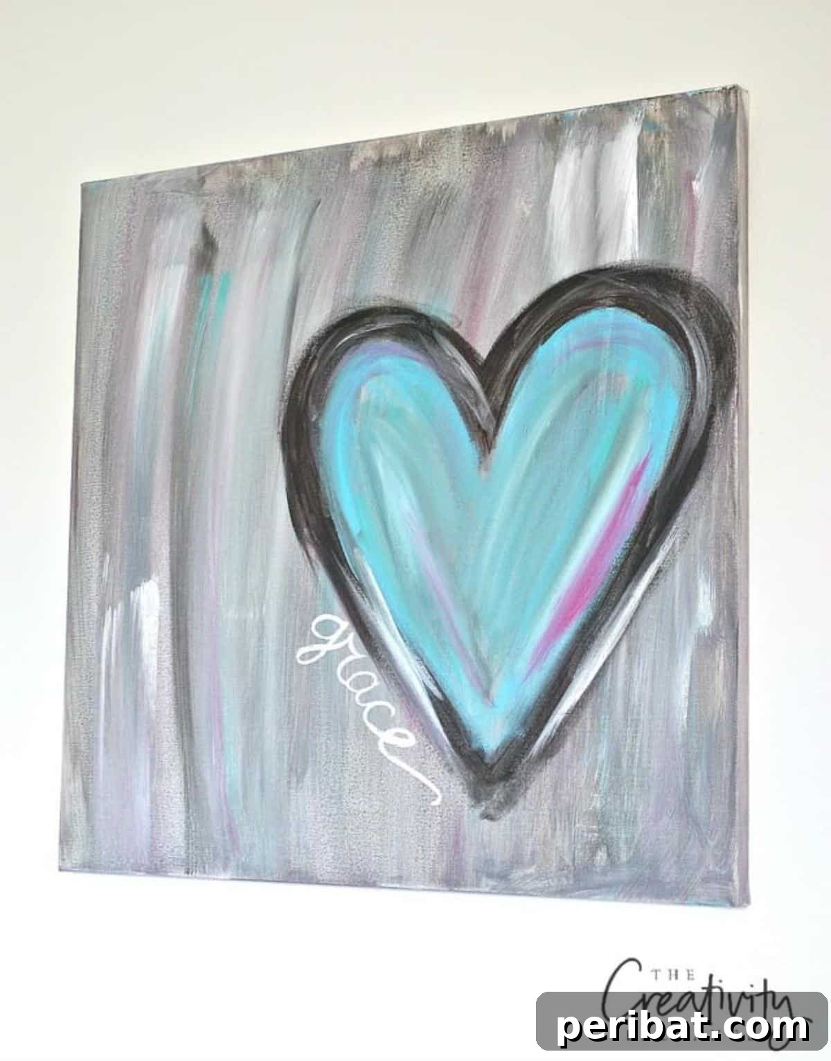 43 Easy DIY Canvas Art Projects for Stunning Home Decor 16 DIY Abstract Heart Painting and a Fun Paint Party showing a colorful abstract heart on a canvas.