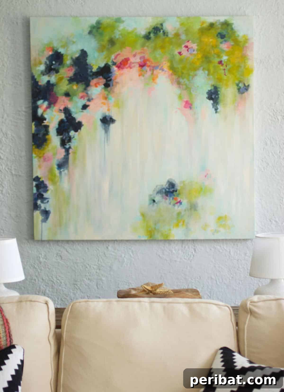 43 Easy DIY Canvas Art Projects for Stunning Home Decor 32 DIY Canvas Abstract Art with vibrant, flowing colors creating a dynamic visual.