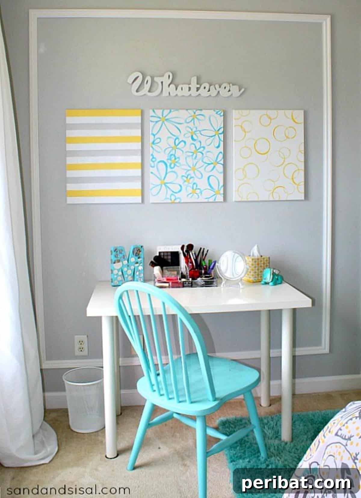 43 Easy DIY Canvas Art Projects for Stunning Home Decor 37 3 Different Easy DIY Canvas Wall Art showcasing a triptych of canvases with varied but coordinated designs.