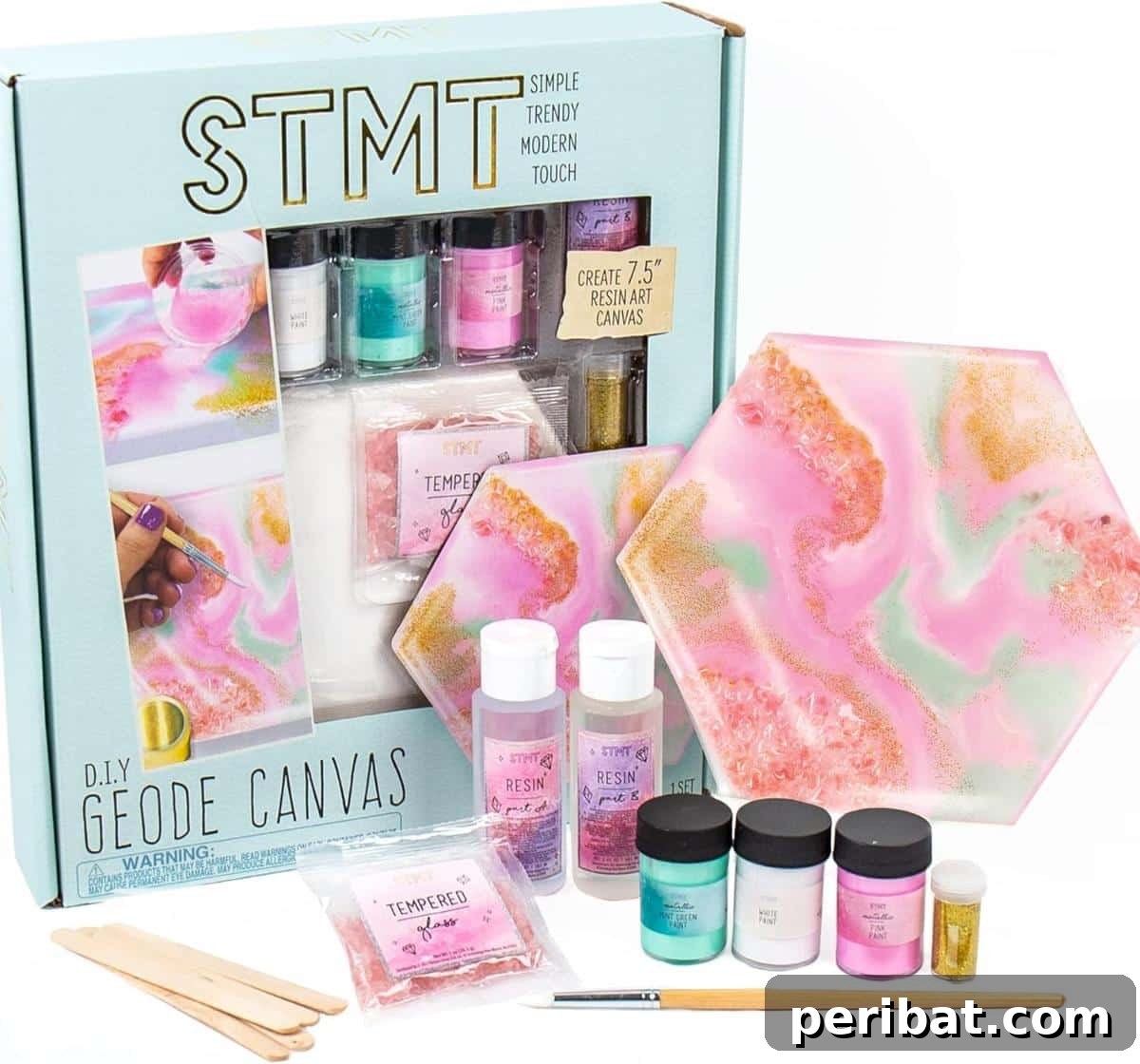 43 Easy DIY Canvas Art Projects for Stunning Home Decor 44 Contemporary Resin Activity Kit For Canvas Art showcasing a glossy geometric resin artwork on a canvas.