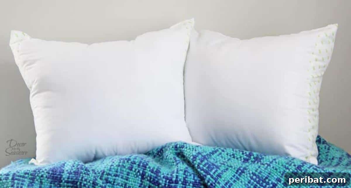 47 Inspiring DIY Throw Pillow Designs 18 An ordinary bed pillow cleverly transformed into two smaller, decorative throw pillows.