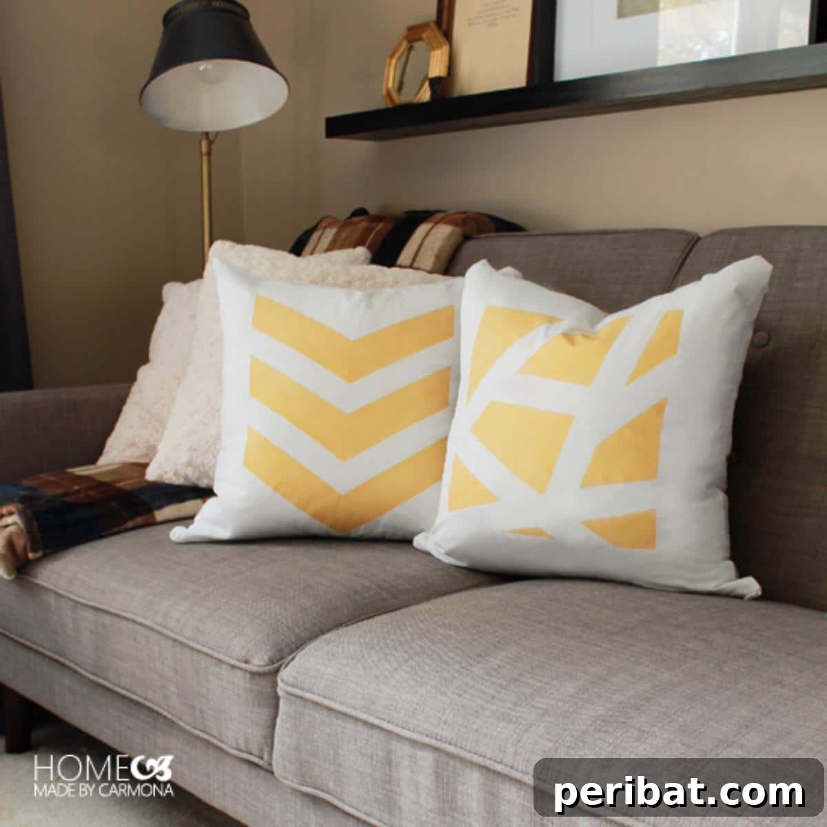 47 Inspiring DIY Throw Pillow Designs 24 A set of stylish DIY designer throw pillows, crafted for less than $5 each, demonstrating affordable luxury.