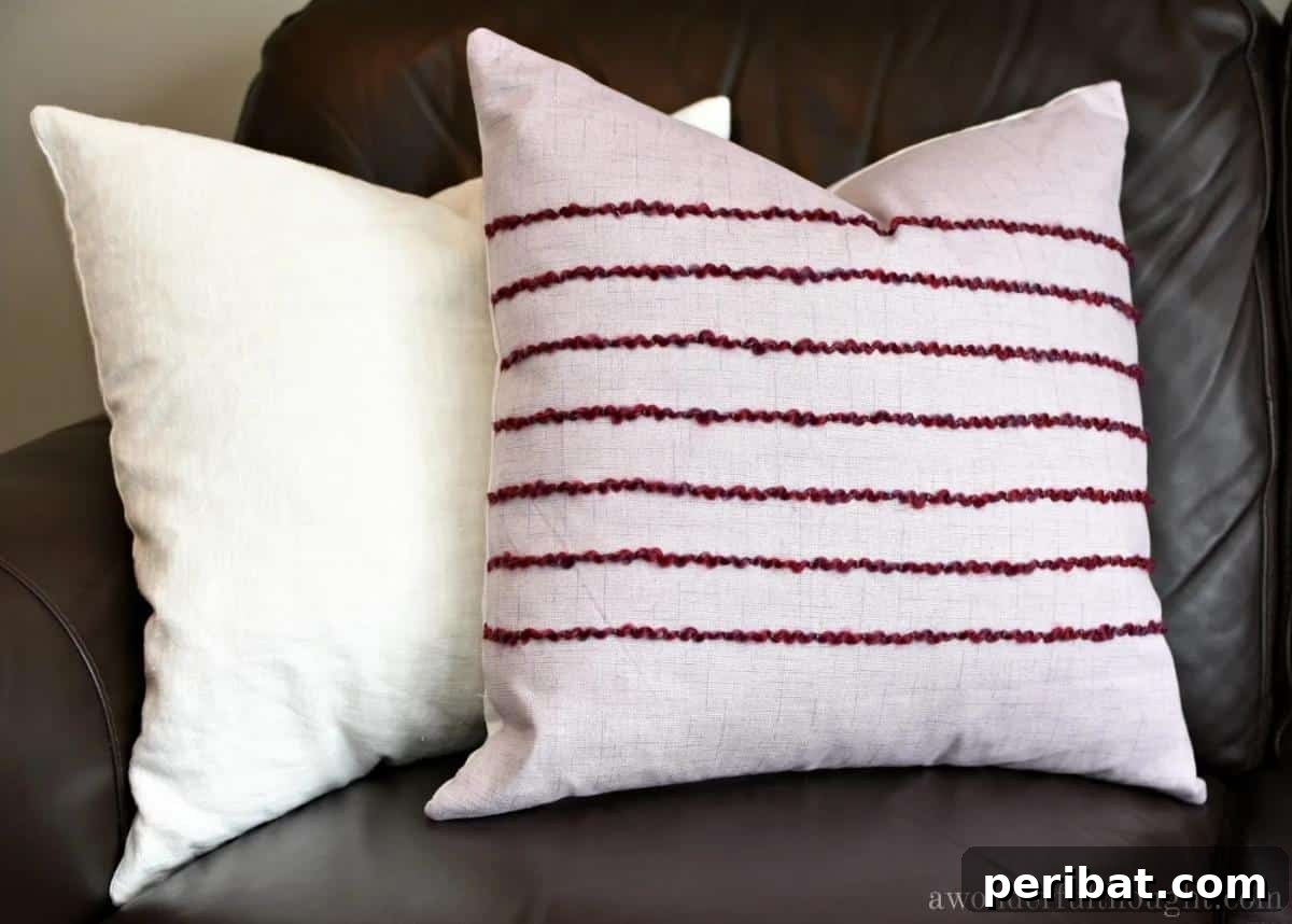 47 Inspiring DIY Throw Pillow Designs 33 An easy DIY texture pillow, featuring cozy and tactile elements that invite comfort.
