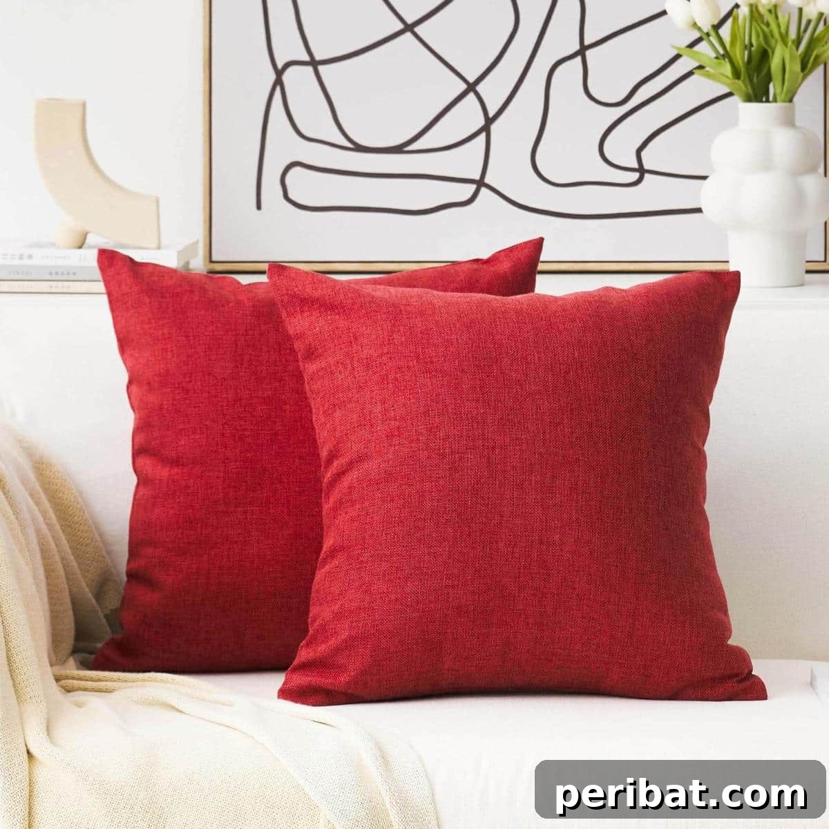 47 Inspiring DIY Throw Pillow Designs 48 Vibrant Home Brilliant red linen throw pillow covers, adding a bold splash of color and texture.