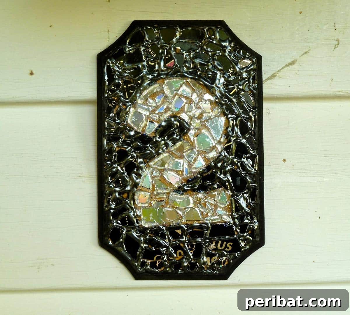 Recycled CD Mosaic House/Apartment Number Plaque