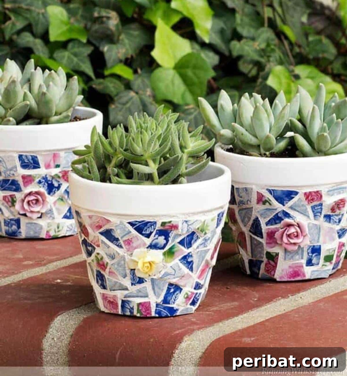 DIY Broken China Mosaic Flower Pots