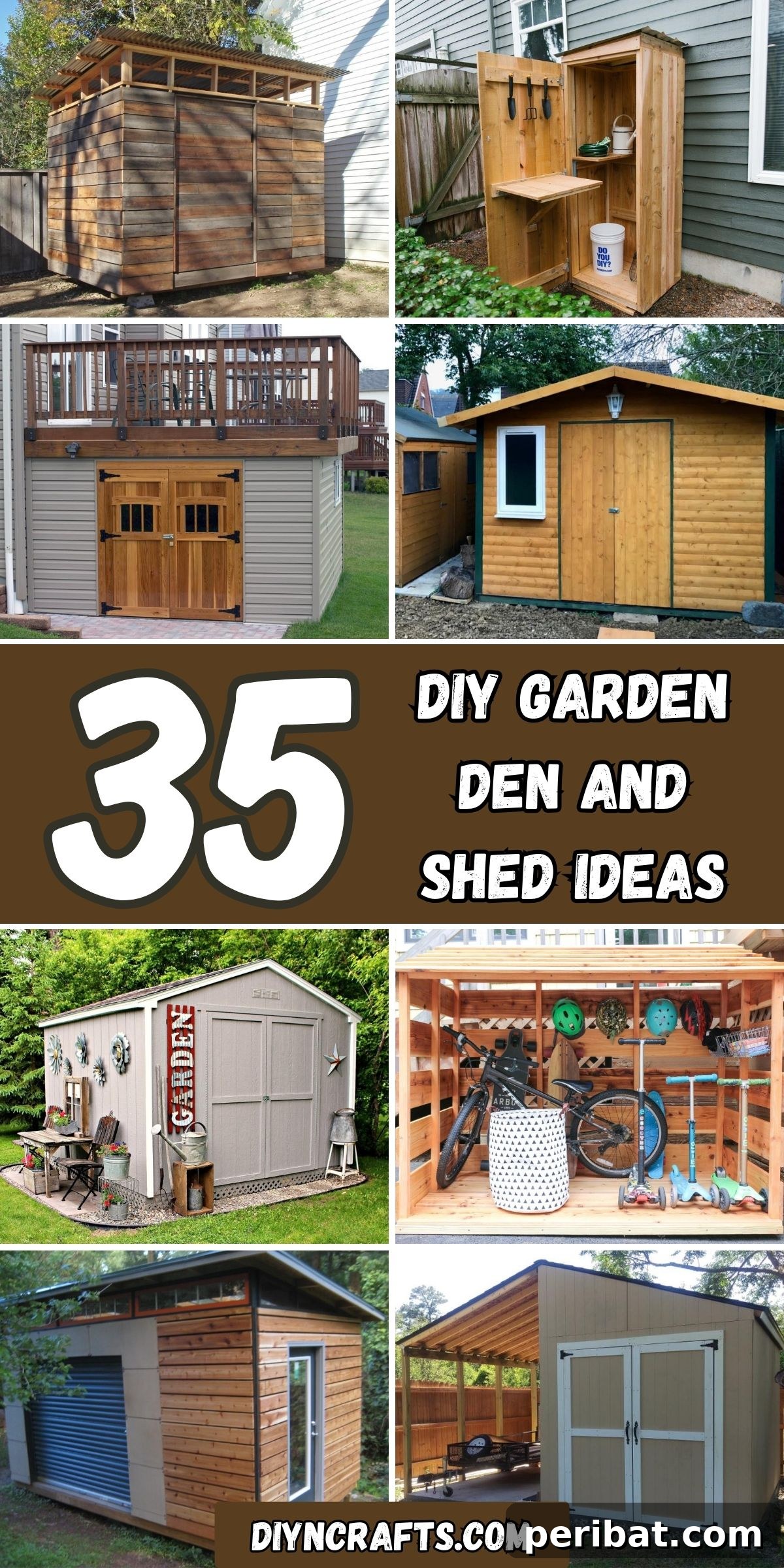 35 DIY Garden Retreats and Shed Projects 2 35 DIY Garden Den and Shed Ideas collage.