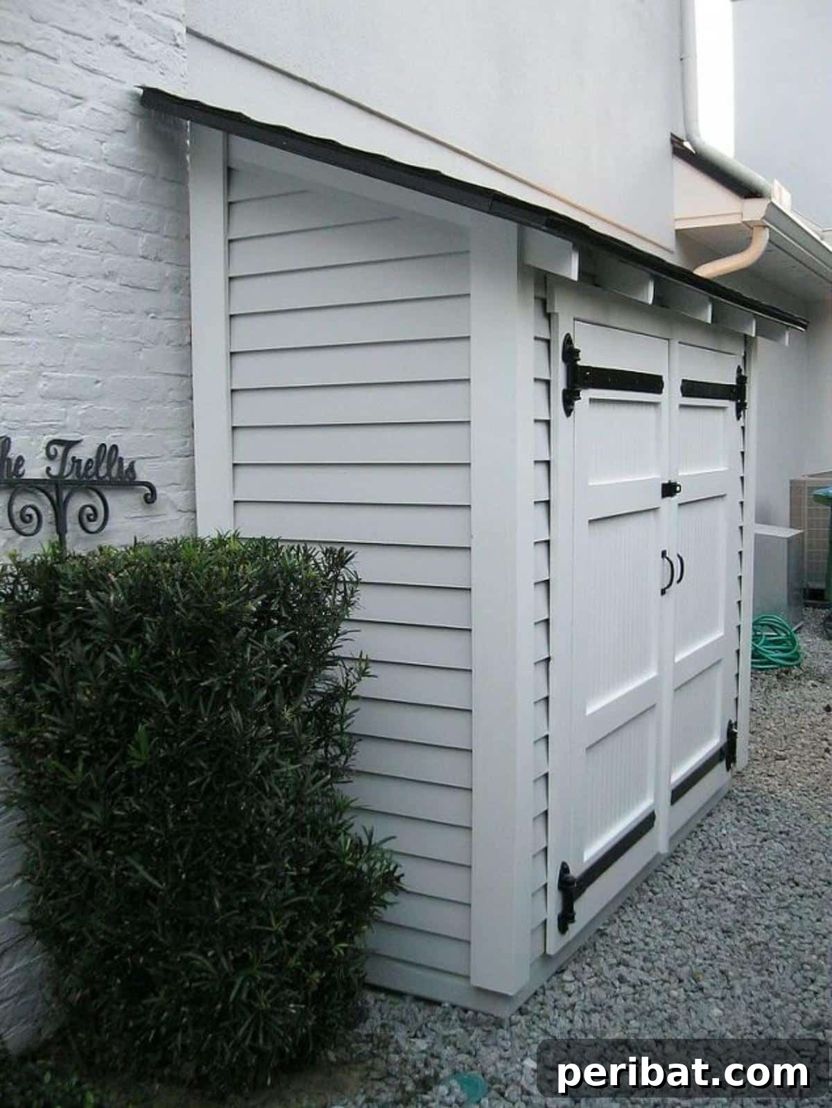 35 DIY Garden Retreats and Shed Projects 11 Small Shed Storage Along the Side of the House