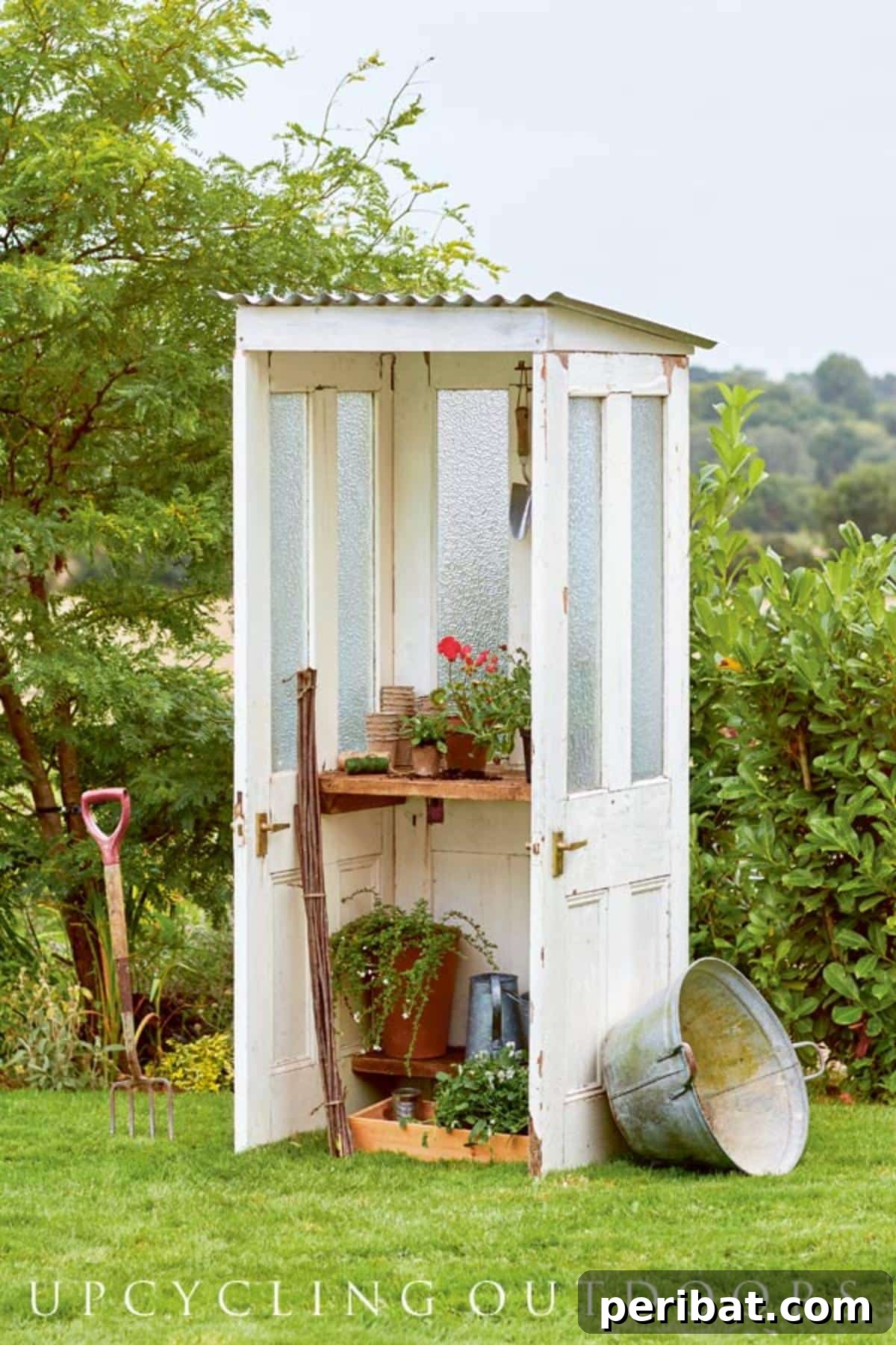 35 DIY Garden Retreats and Shed Projects 23 Potting Shed from Old Doors