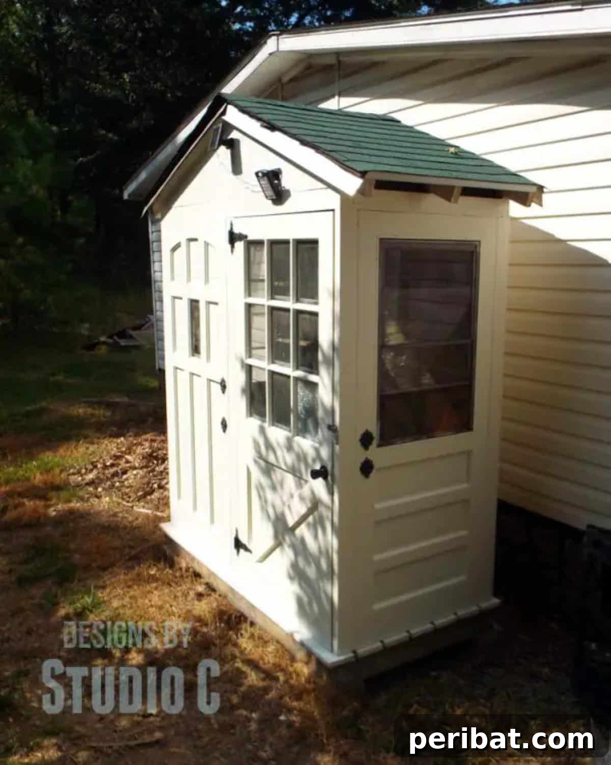 35 DIY Garden Retreats and Shed Projects 28 DIY Shed With Old Doors