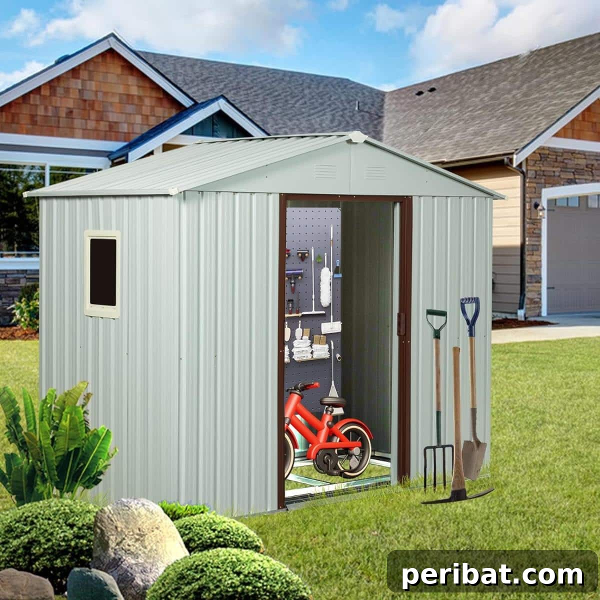 35 DIY Garden Retreats and Shed Projects 4 8FT X 4FT Metal Outdoor Storage Shed With Peaked Roof