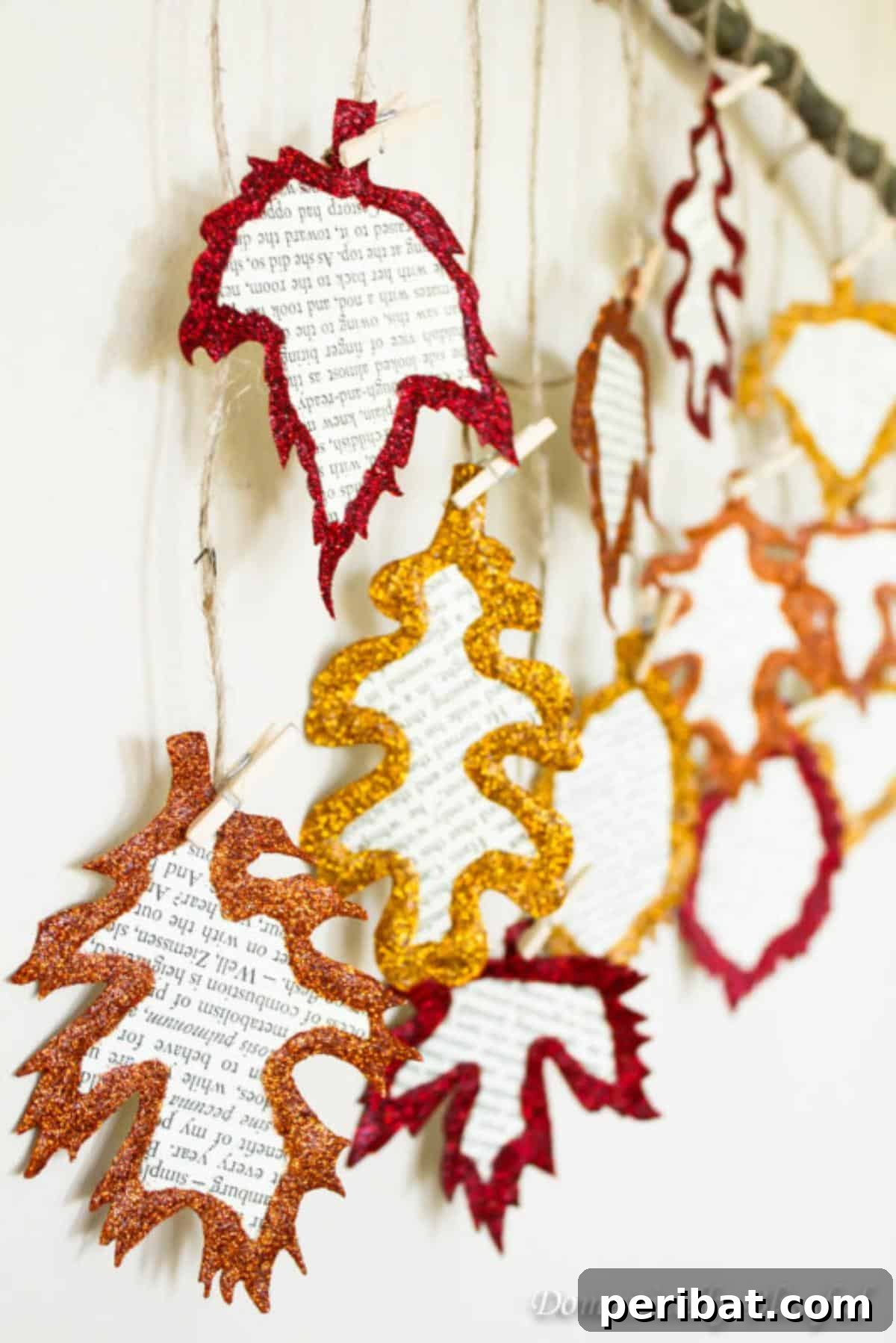 Nature's Masterpiece: 44 Creative DIY Leaf Art Projects 19 Glittery Book Page Fall Leaves