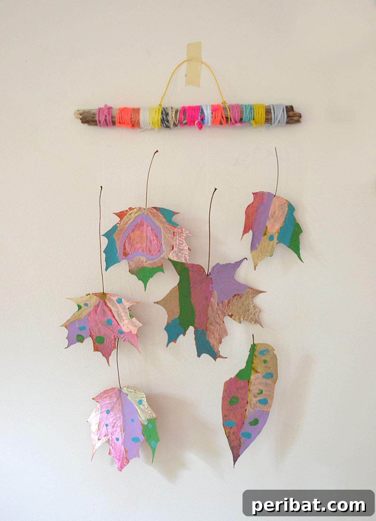Nature's Masterpiece: 44 Creative DIY Leaf Art Projects 25 Painted Leaf Mobile