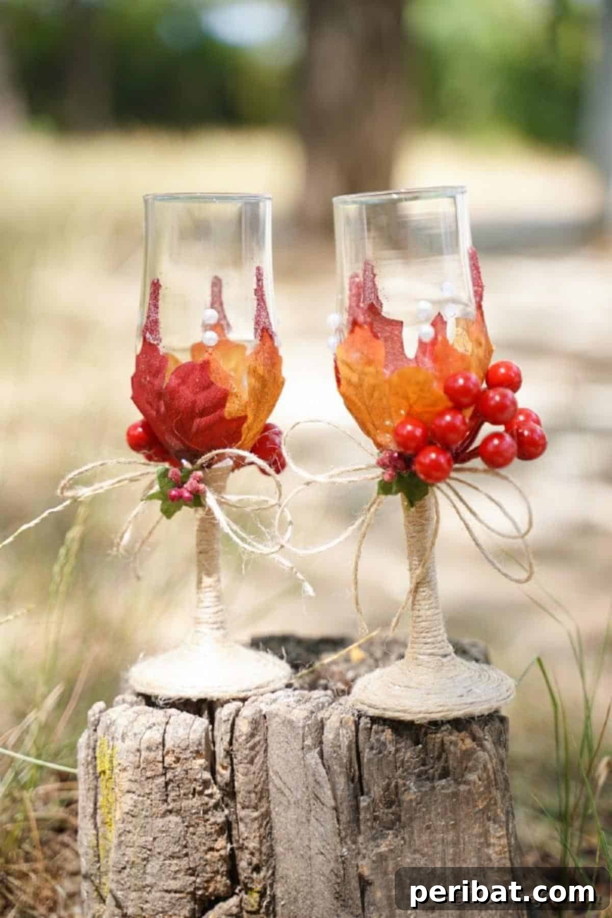 Nature's Masterpiece: 44 Creative DIY Leaf Art Projects 8 Stunning Rustic DIY Fall Leaf Wedding Stemware