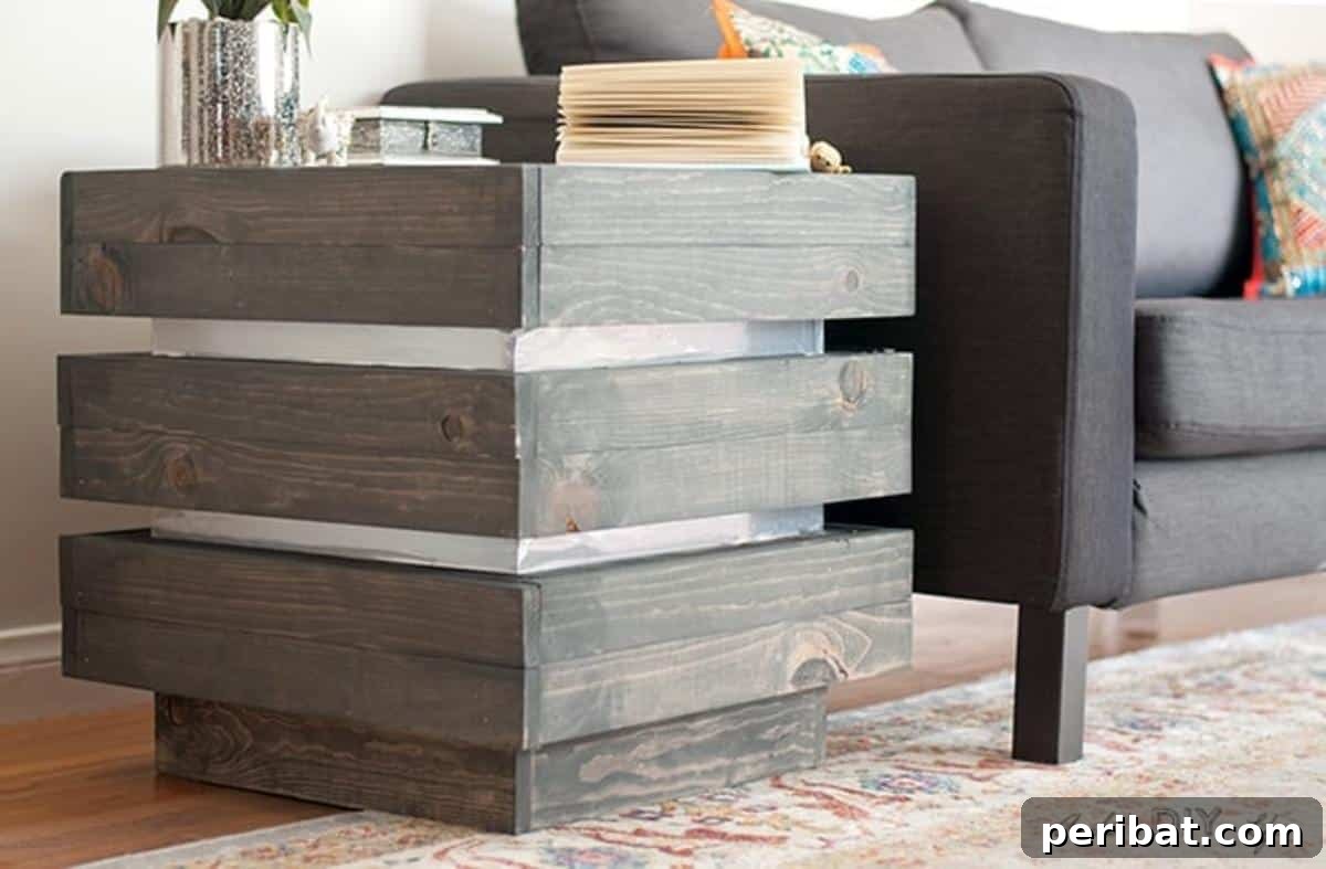 37 Simple and Stylish DIY End Tables 27 Simple and quick-to-build easy DIY end table, featuring multiple tiers for efficient storage and display.
