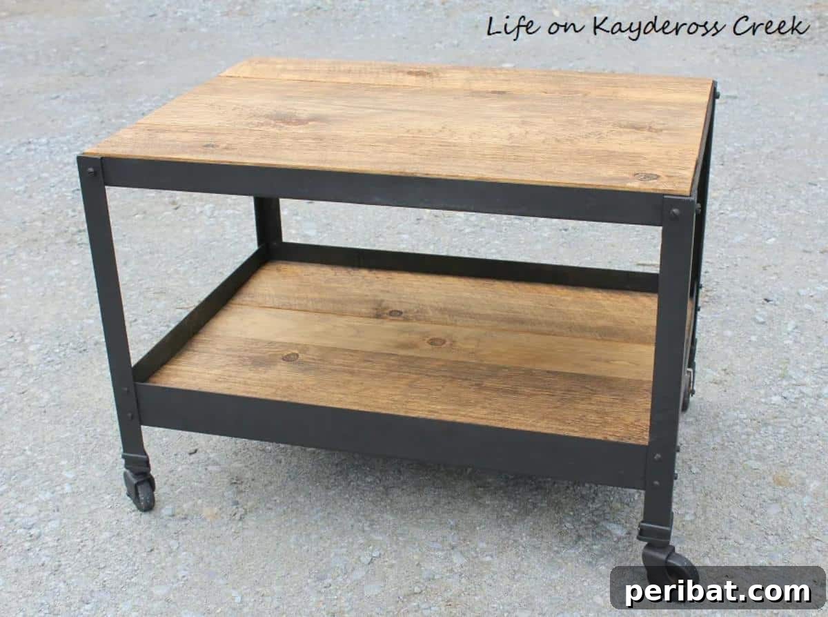 37 Simple and Stylish DIY End Tables 28 Sophisticated Pottery Barn inspired industrial style end table, combining rustic wood with dark metal accents.