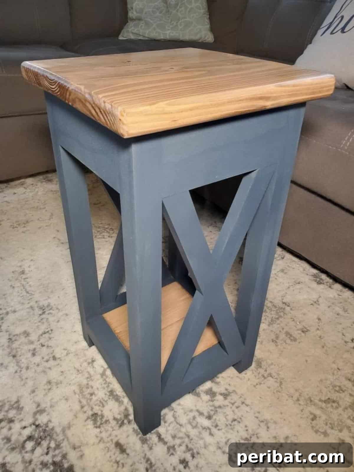 37 Simple and Stylish DIY End Tables 34 Practical DIY nightstand with a clean design and open shelf, offering essential bedside storage and display.