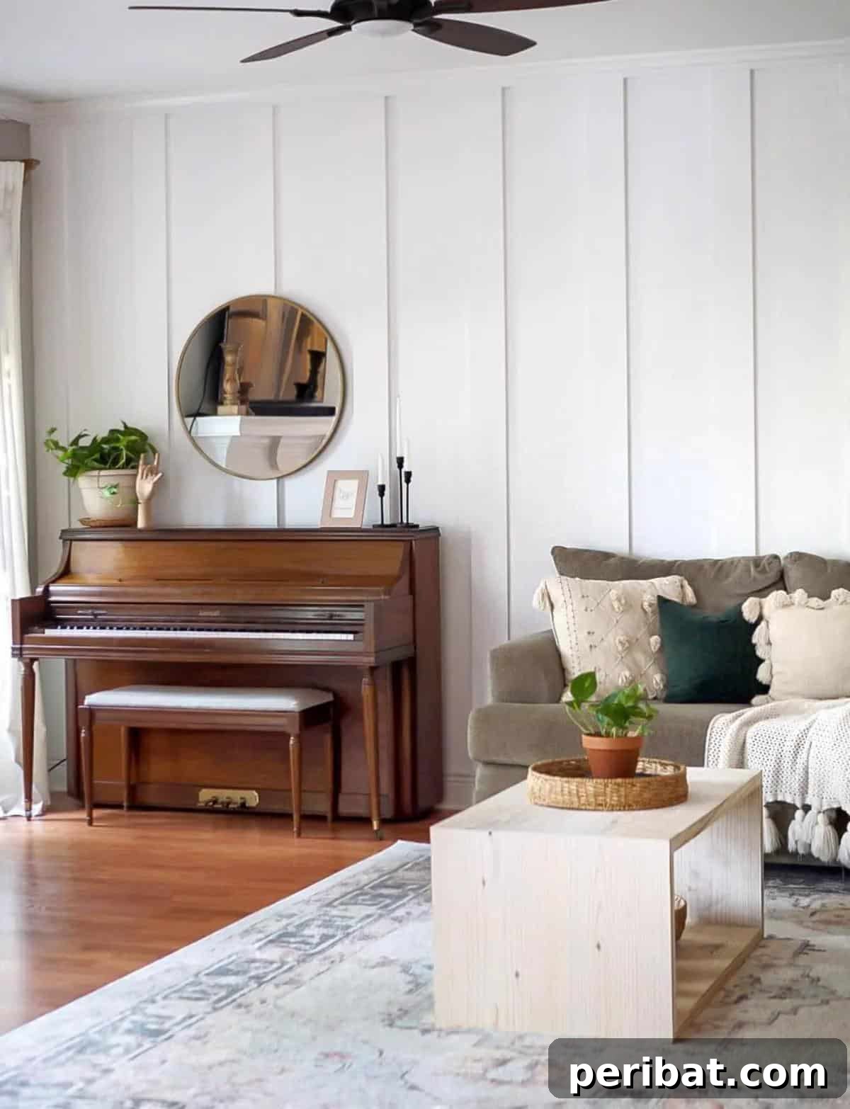DIY Vertical Board & Batten Accent Wall With Crown Molding