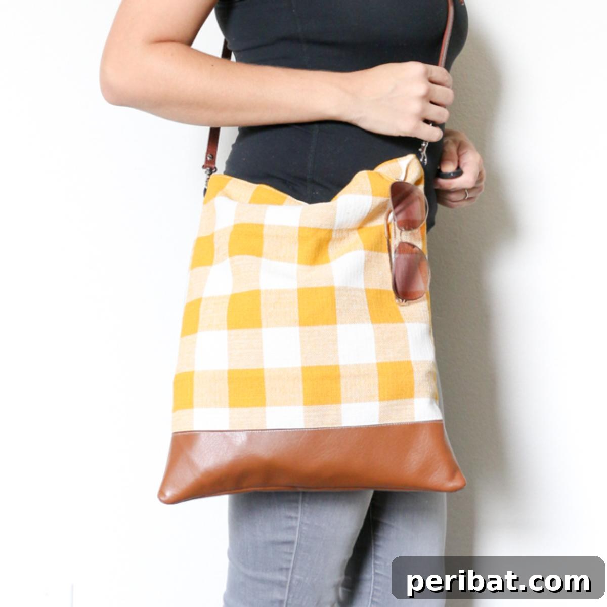 A cozy and trendy Fall Plaid Crossbody Bag, perfect for the autumn season with its warm plaid fabric.