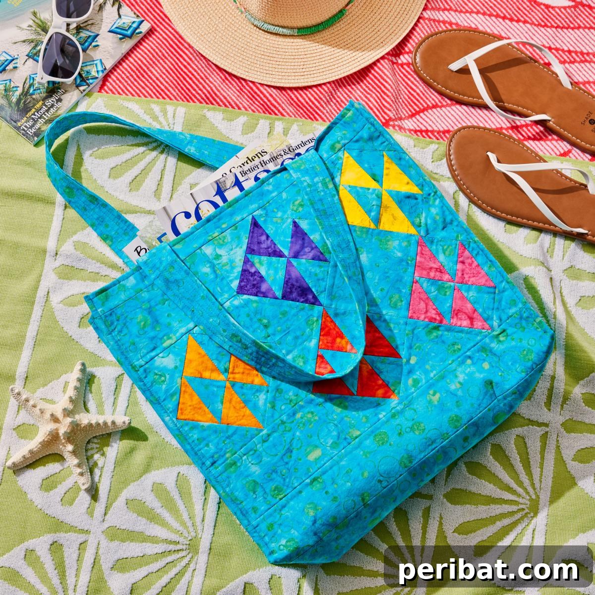 A fun and playful Fish School Tote Bag, featuring a vibrant, quirky design and sturdy handles for a cheerful accessory.