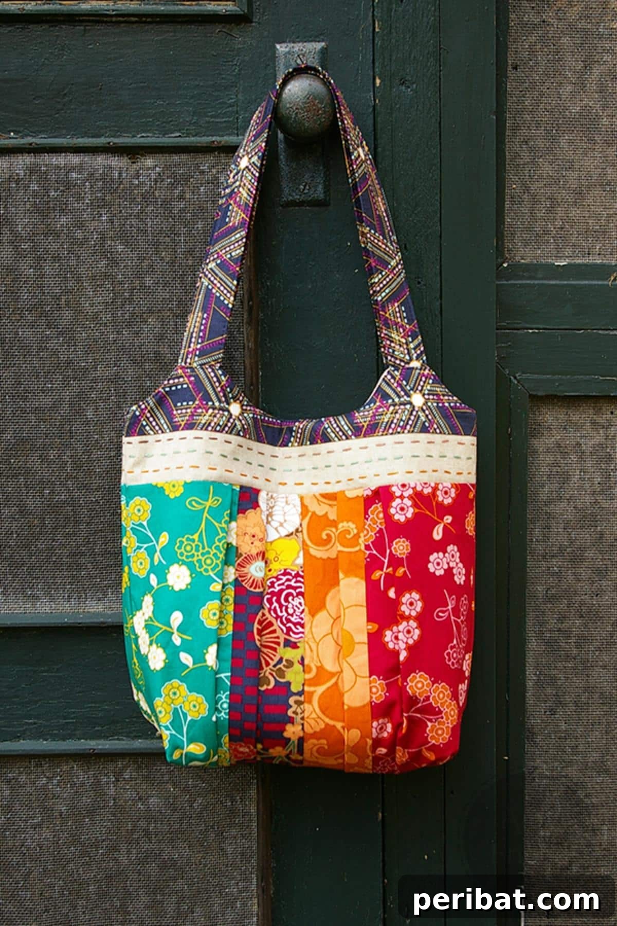 A chic Indie Shoulder Bag, featuring saturated colors and unique indie prints, suitable for various styles from casual to formal.