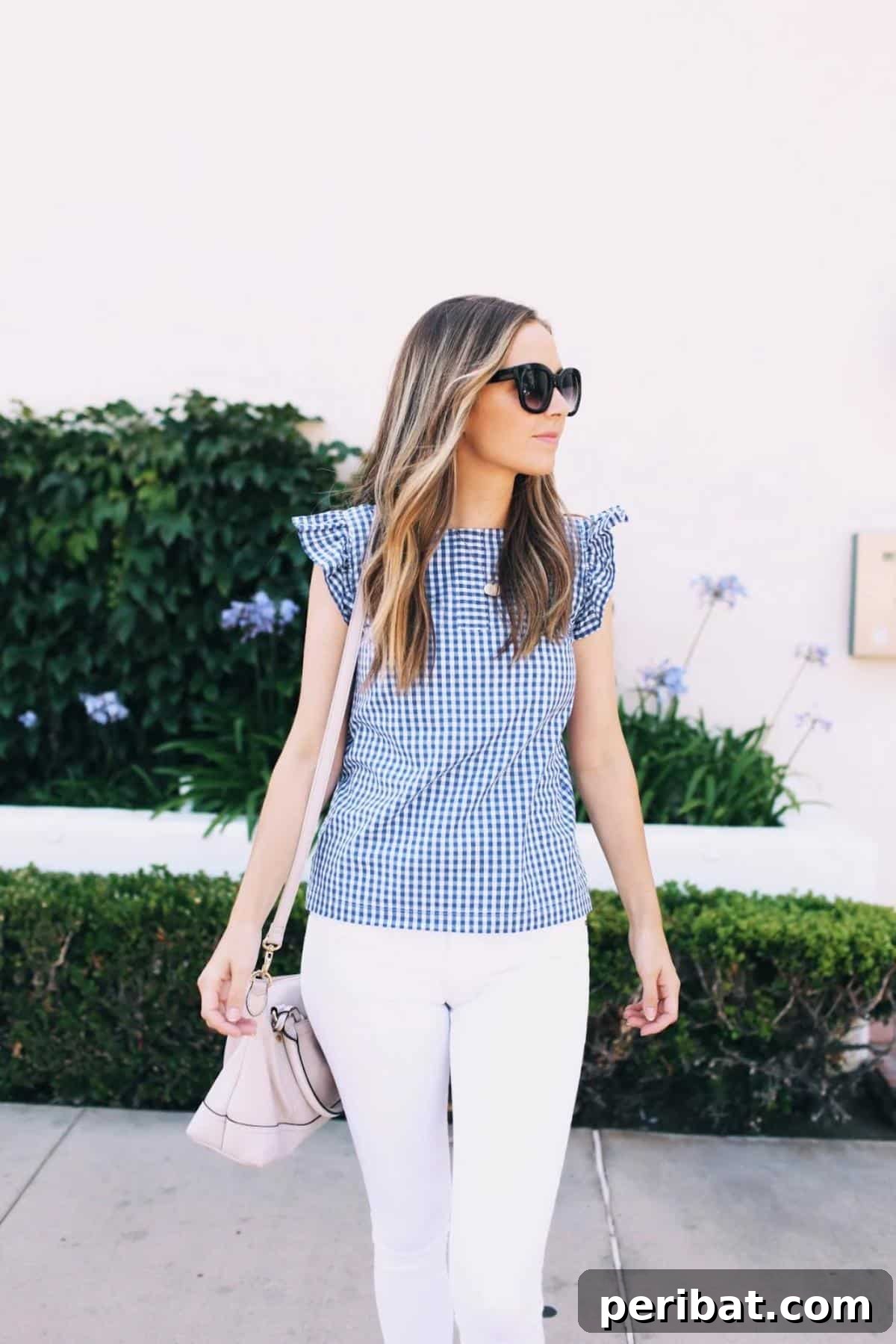 39 Stylish Blouse Sewing Projects 3 Gingham Flutter Sleeve Top