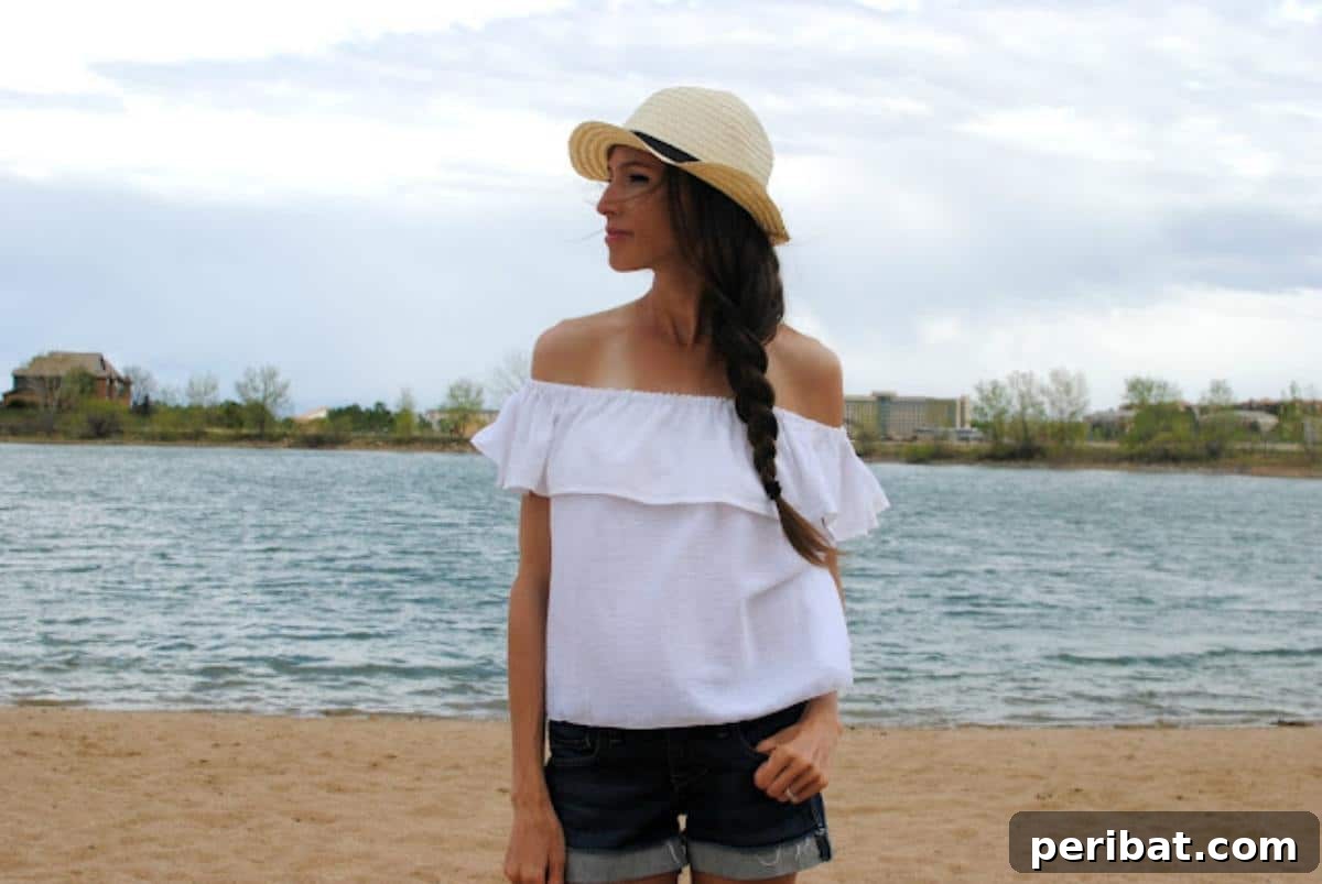 39 Stylish Blouse Sewing Projects 6 Off-The-Shoulder Ruffle Top