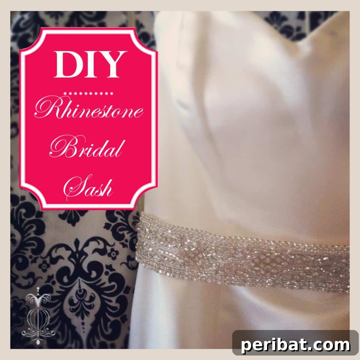 Craft Your Dream Wedding: 20 DIY Accessory Ideas 14 A shimmering custom rhinestone bridal sash, elegantly tied around a wedding dress, adding a touch of glamour and sparkle.
