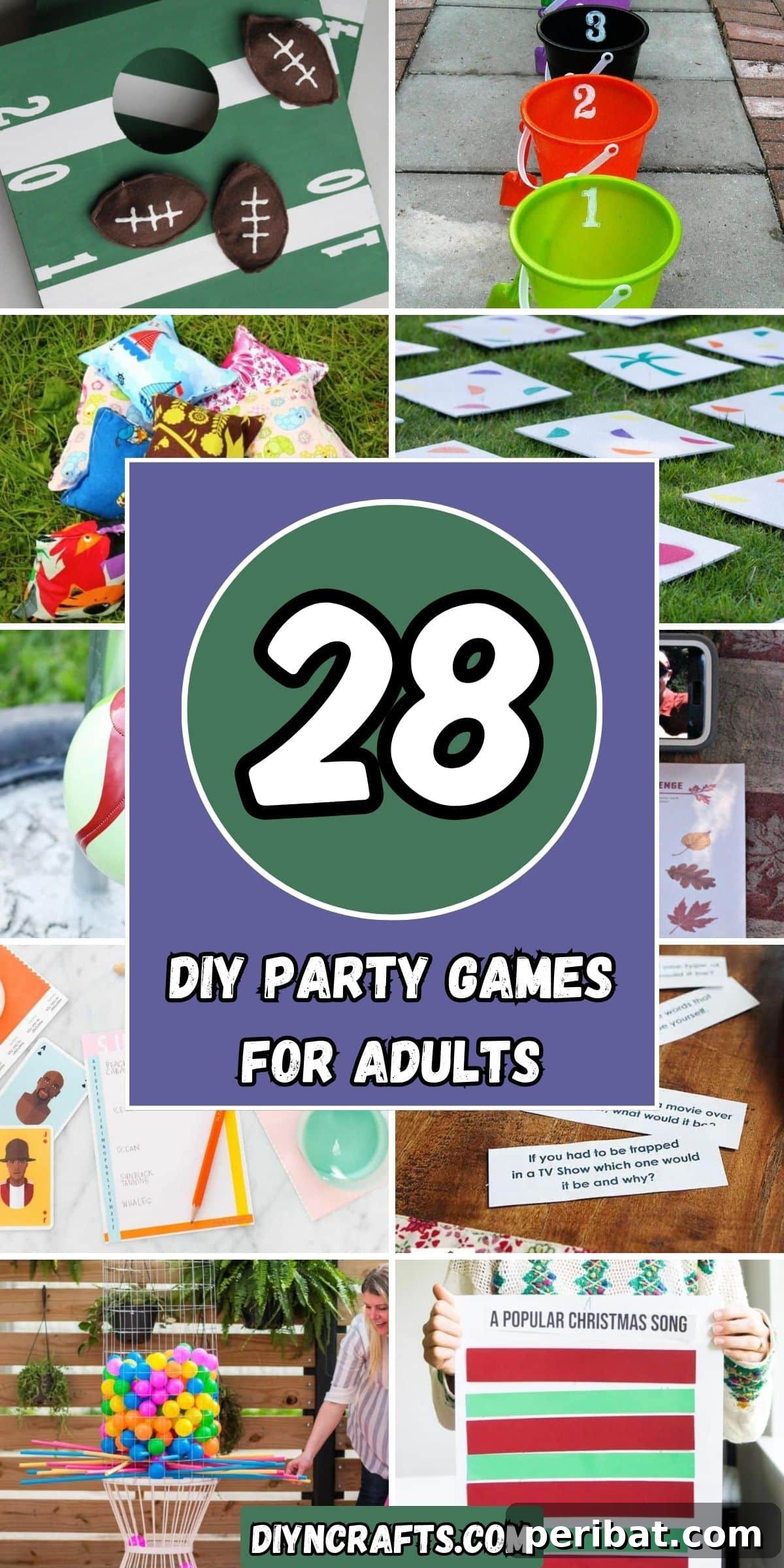 28 DIY Party Games for Adults collage.