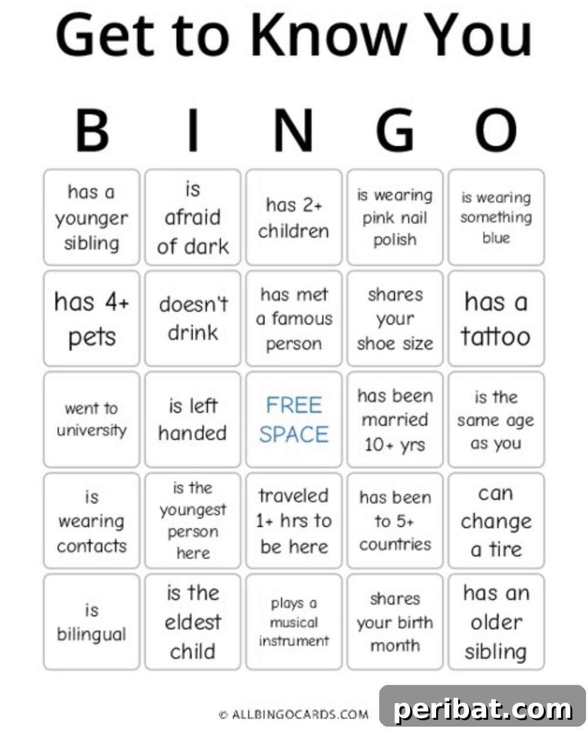 Get to Know You Bingo