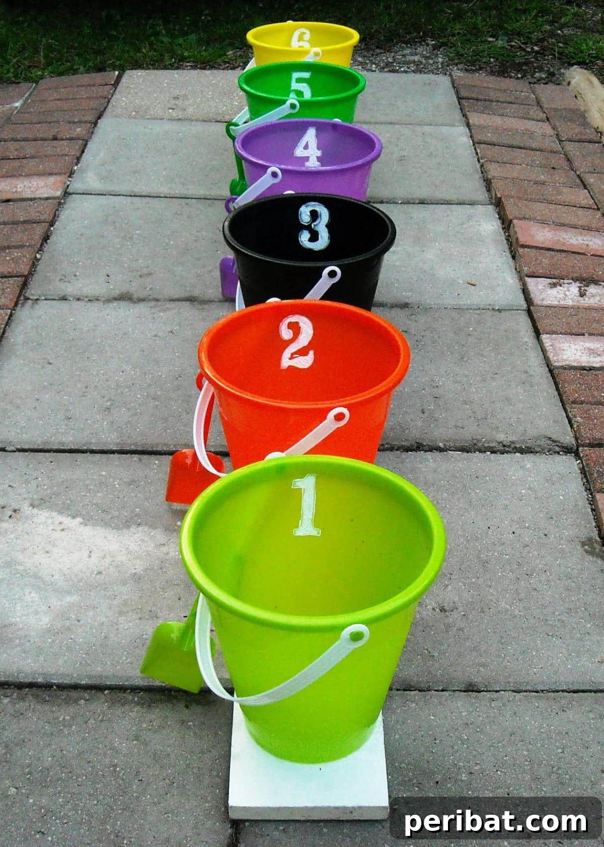 Halloween Party Game With Buckets.