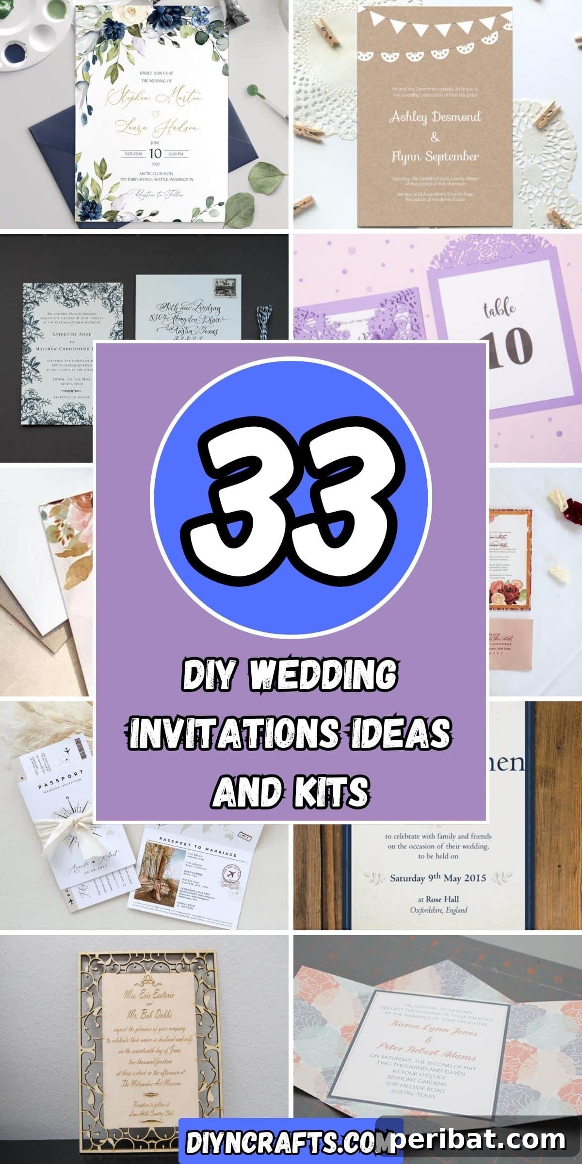 Stunning DIY Wedding Invites: 33 Creative Ideas and Starter Kits 2 33 DIY Wedding Invitations Ideas and Kits collage.