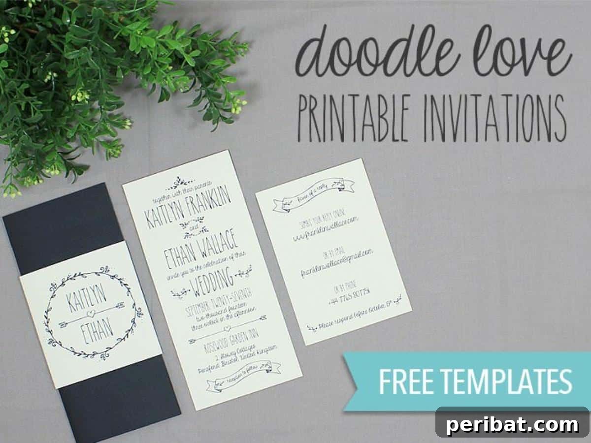 Stunning DIY Wedding Invites: 33 Creative Ideas and Starter Kits 13 DIY Doodle Wedding Invitation Set
