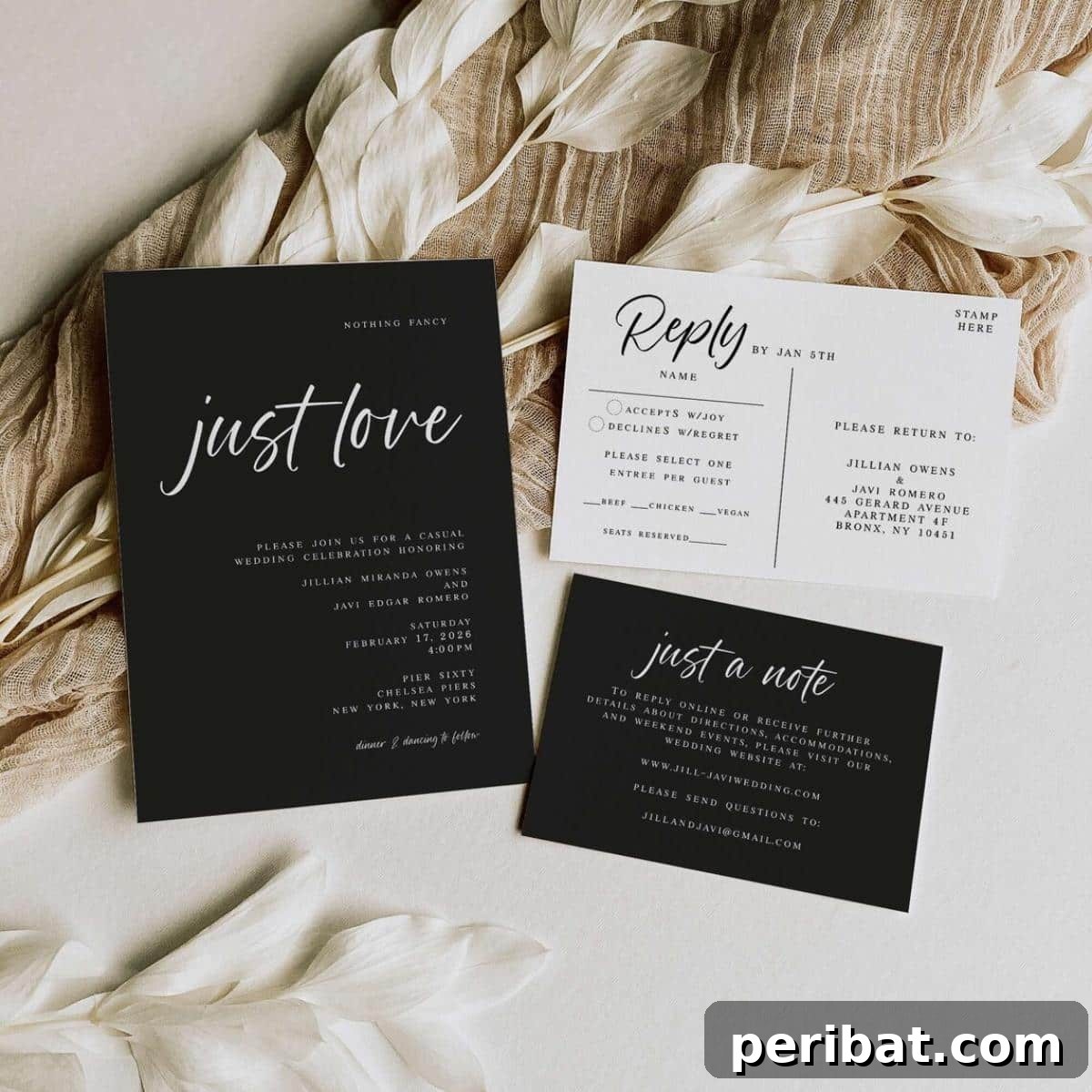 Stunning DIY Wedding Invites: 33 Creative Ideas and Starter Kits 31 Black Modern Wedding Invitation Set