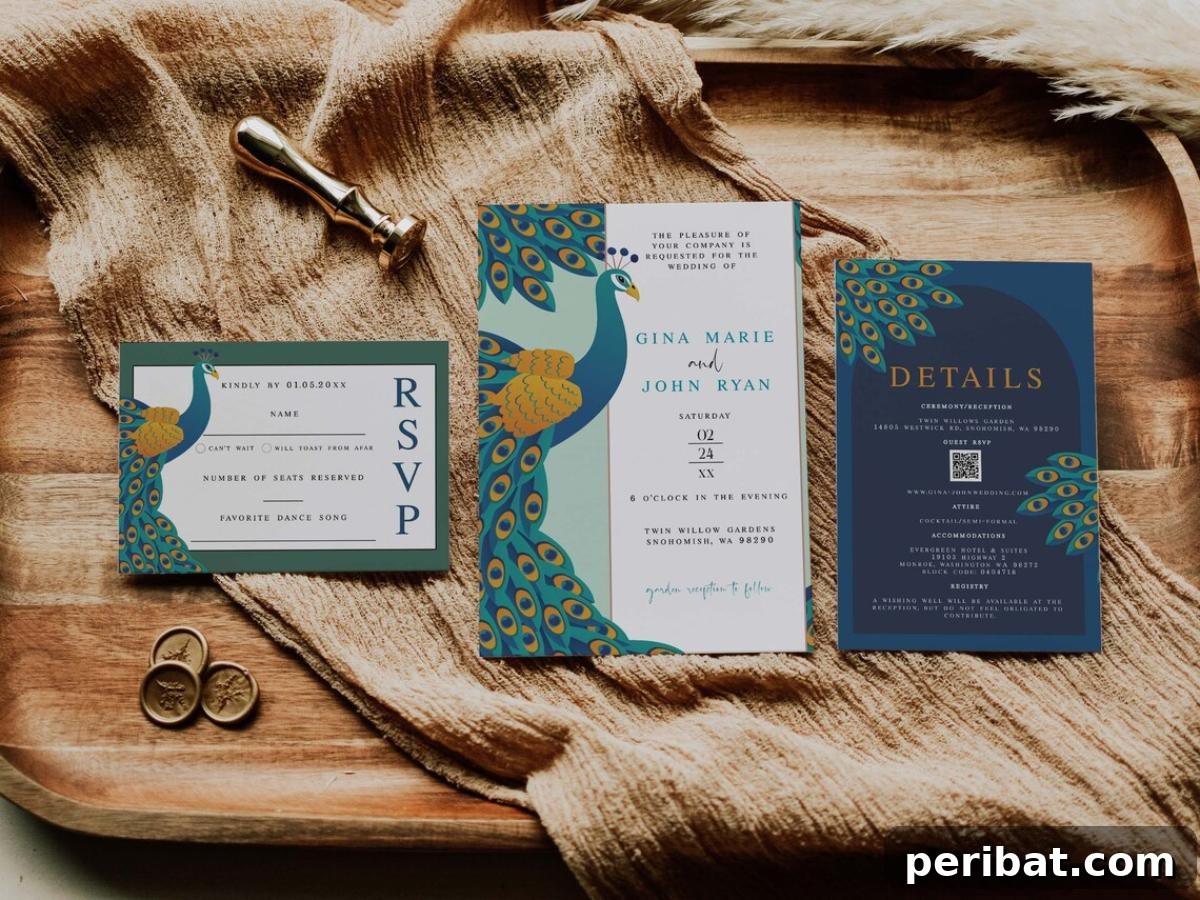 Stunning DIY Wedding Invites: 33 Creative Ideas and Starter Kits 32 Peacock Wedding Invitations