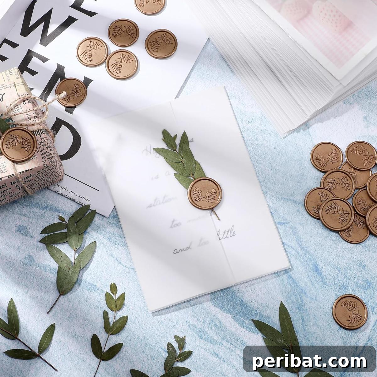Stunning DIY Wedding Invites: 33 Creative Ideas and Starter Kits 34 Eucalyptus Leaves Eucalyptus Wedding Invitations with a Gold Wax Seal